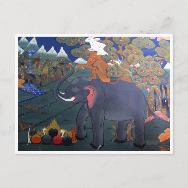 dzong animal art postcard (Front)