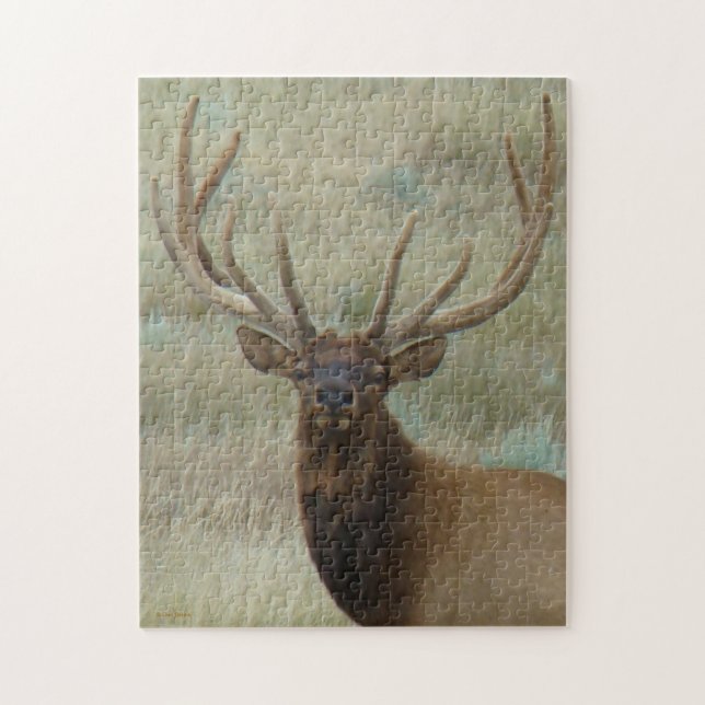 E10 Bull Elk in Velvet Head Shot Jigsaw Puzzle (Vertical)