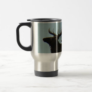 E11 Bull Elk Silhouette Head Shot Travel Mug