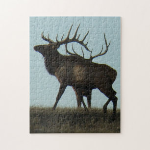 E14 Bull Elk Silhouette Jigsaw Puzzle