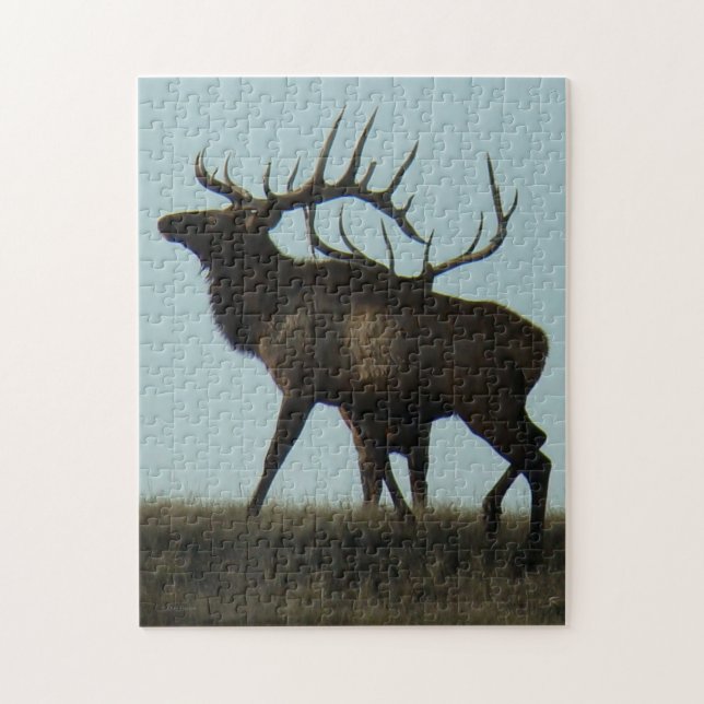E14 Bull Elk Silhouette Jigsaw Puzzle (Vertical)