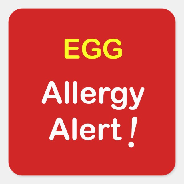 e1 - Allergy Alert - EGGS. Square Sticker (Front)