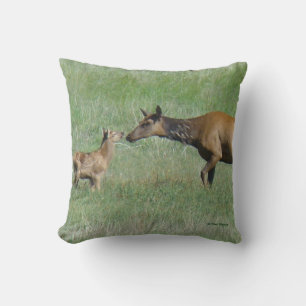 E3 Cow and Calf Elk Nose to Nose Cushion