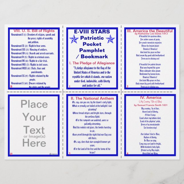 E-8** Patriotic Pocket Pamphlet / Bookmark Flyer (Front)
