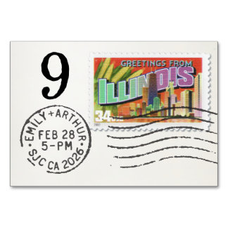 E&A Wedding Reception Table Card 9 Illinois