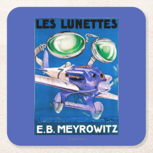 E.B. Meyrowitz Flying Goggles Advertisement Square Paper Coaster