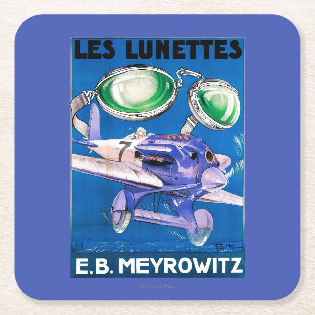 E.B. Meyrowitz Flying Goggles Advertisement Square Paper Coaster (Front)