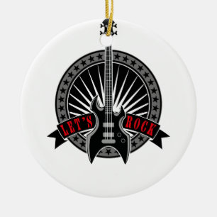 e-bass guitar let's rock ceramic tree decoration