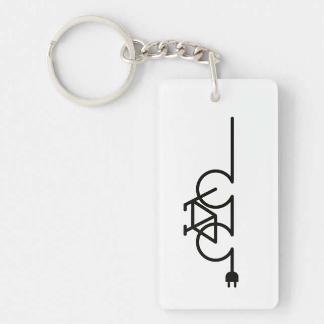 E bicycle charging point loader symbol. Acculader Key Ring (Front)