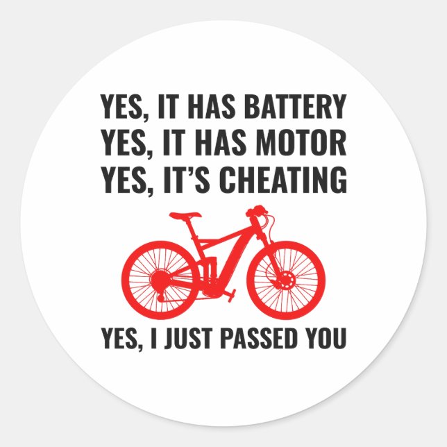 E-Bike Electric Bike E-Cyclist Bicycling Bicycle Classic Round Sticker (Front)