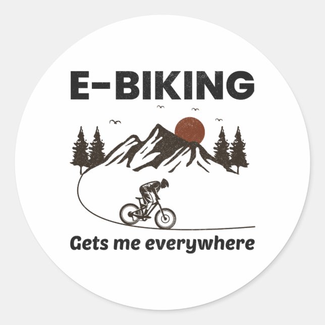 E-Bike Electric Bike E-Cyclist Bicycling Bicycle Classic Round Sticker (Front)