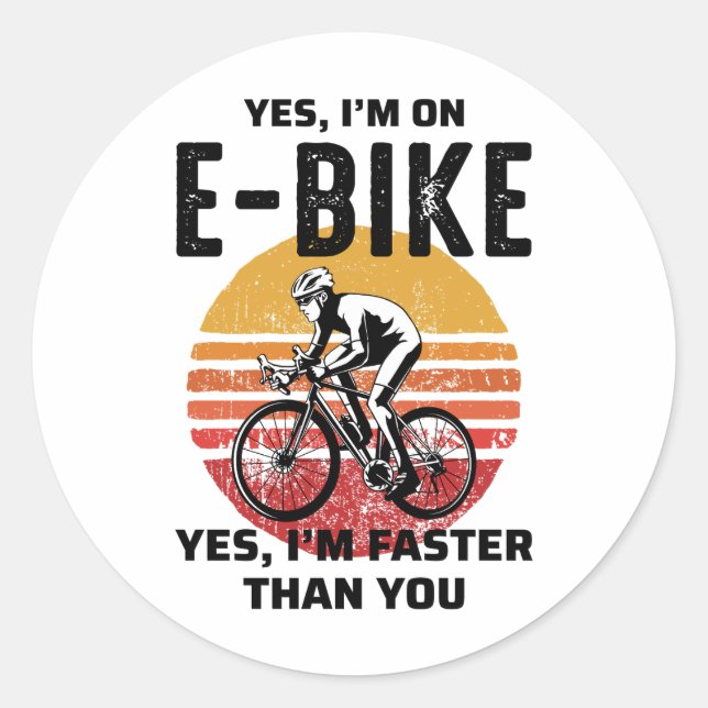E-Bike Electric-Bike E-Cyclist Bicycling  Classic Round Sticker (Front)
