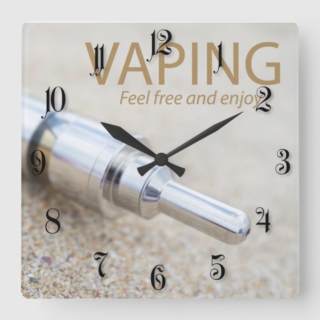 E-cig and vaping square wall clock (Front)