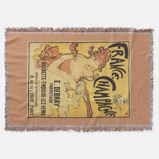 E. Debray Champagne Advertisement Poster Throw Blanket (Front)