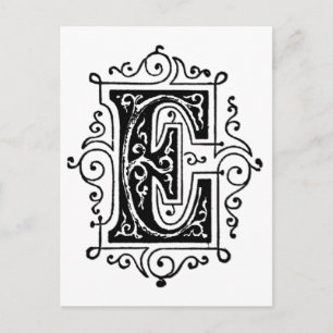 E Decorative Letter Postcard