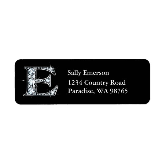 "E" Diamond Bling Monogram Return Address Label