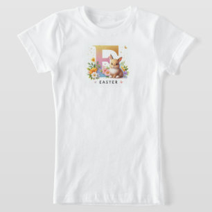 E Easter with Bunny and Flowers T-Shirt