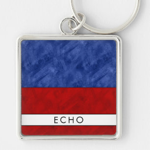 E Echo Nautical Signal Flag + Your Name Key Ring
