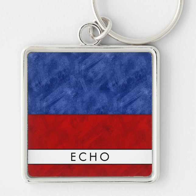 E Echo Nautical Signal Flag + Your Name Key Ring (Front)