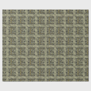 E - Embossed Vintage Monogram (Gold) Wrapping Paper
