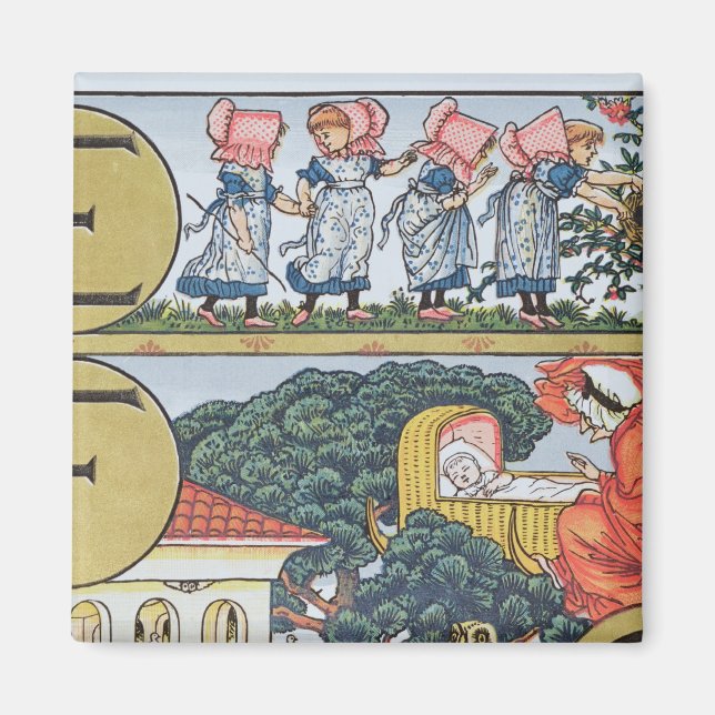 E-F,from an Alphabet based on Nursery Rhymes Magnet (Front)