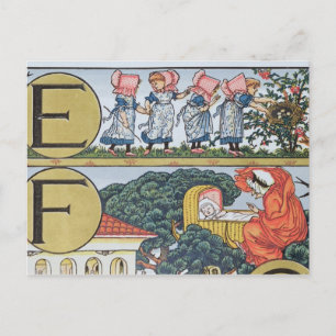 E-F,from an Alphabet based on Nursery Rhymes Postcard
