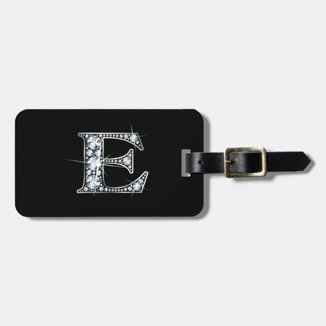 E Faux-"Diamond Bling" Luggage Tag (Front Horizontal)