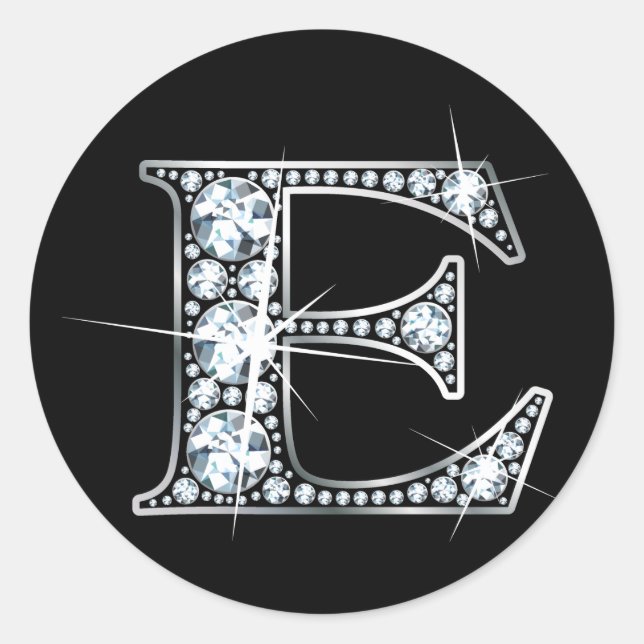 "E" Faux-"Diamond Bling" Sticker (Front)