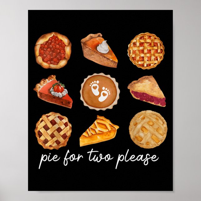 E For Two Please Thanksgiving Fall Pregnancy Annou Poster (Front)