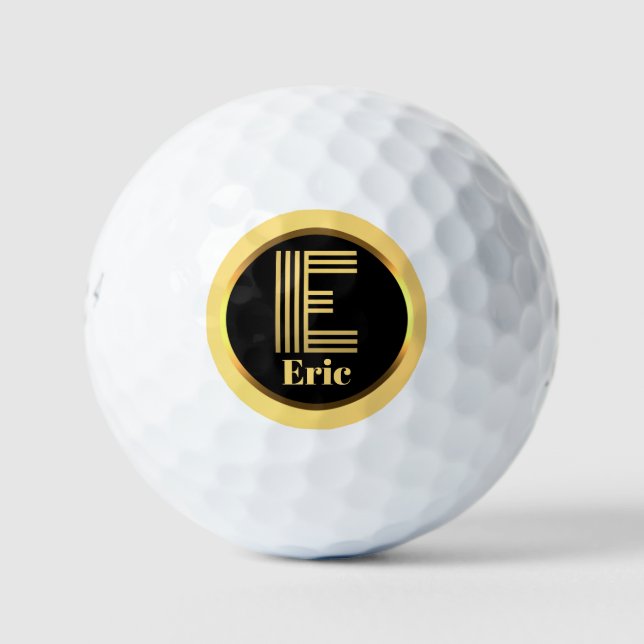 E Gold Monogrammed Letter Personalised Golf Balls (Front)