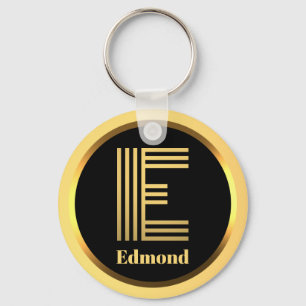 E Gold Monogrammed Letter Personalised Key Ring