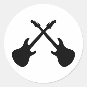 E Guitars Crossed Classic Round Sticker