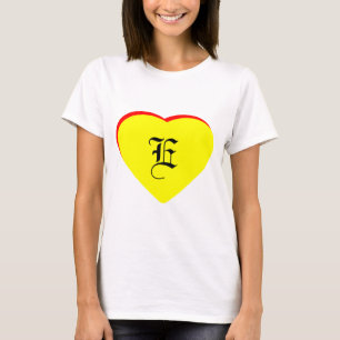 "E" Heart Yellow Red Wedding Invitation The MUSEUM T-Shirt