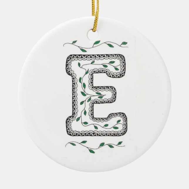E Initial Christmas Tree Ornament (Front)
