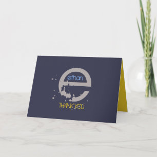 E Initial Collection Bar Mitzvah Thank You Card