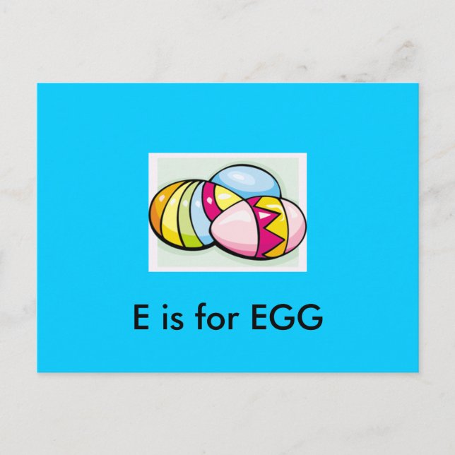 "E" is for Egg Alphabet Flashcard Postcard (Front)