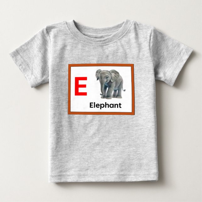 E is for Elephant Baby T-Shirt (Front)