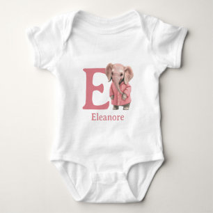 E is for Elephant Personalise Baby Bodysuit