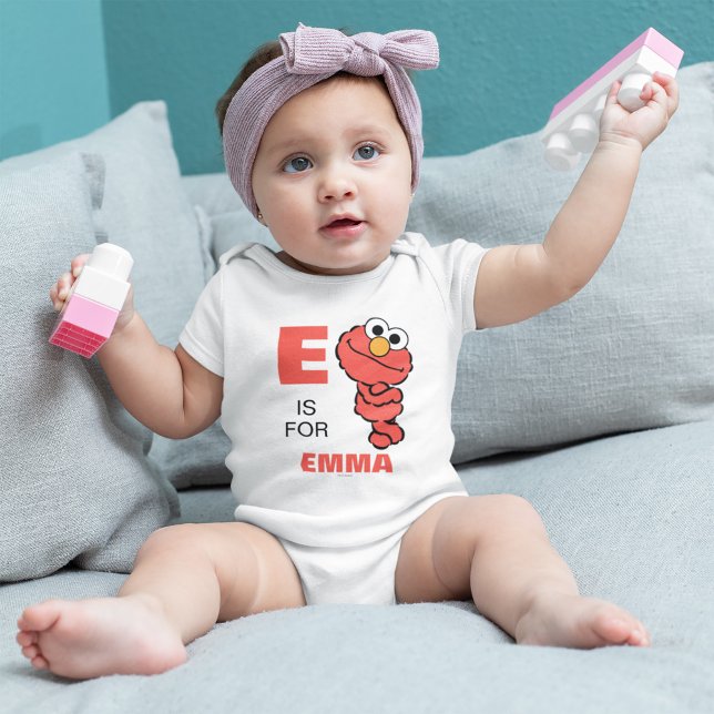 E is for Elmo | Add Your Name Baby Bodysuit (Creator Uploaded)