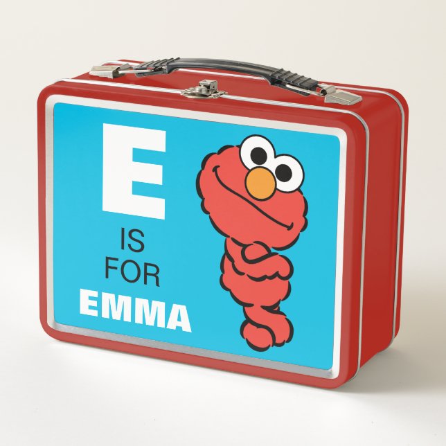 E is for Elmo | Add Your Name Metal Lunch Box (Front)