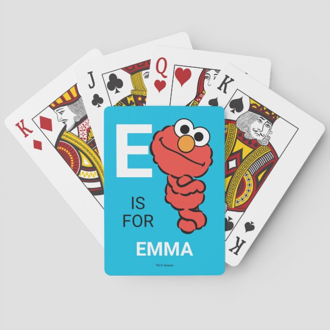 E is for Elmo | Add Your Name |  Playing Cards (Back)