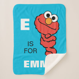E is for Elmo   Add Your Name Sherpa Blanket