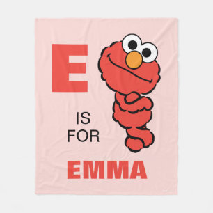 E is for Elmo Pink - Add Your Name Fleece Blanket