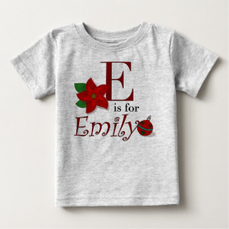 E is for Emily, Baby's First Christmas T-shirt