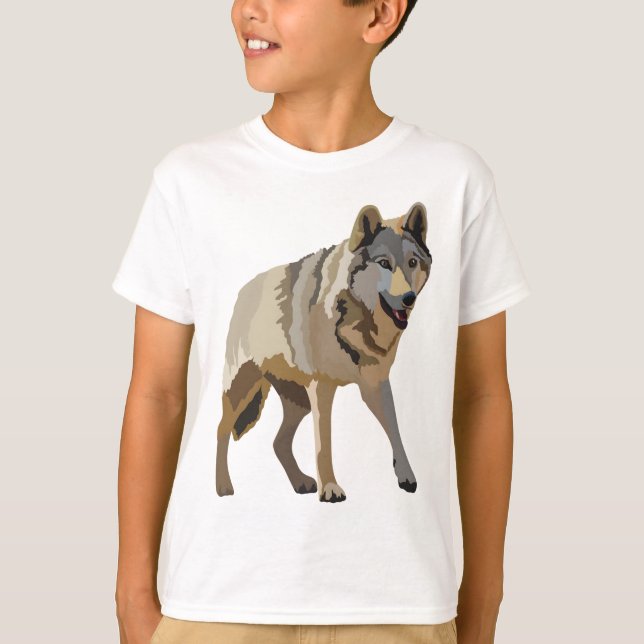 E is for Eurasian Wolf .Wolf Illustration Majestic T-Shirt (Front)