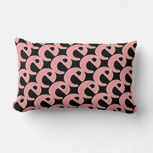 E Letter monogram pink customise girly Lumbar Cushion (Front)