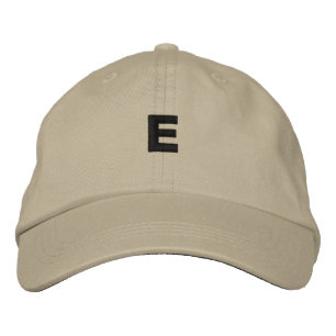 E Letter Monogram Stunning Handsome Adorable Khaki Embroidered Hat