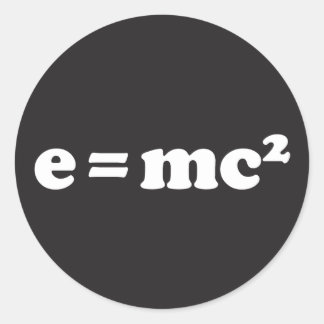 e = mc2 classic round sticker