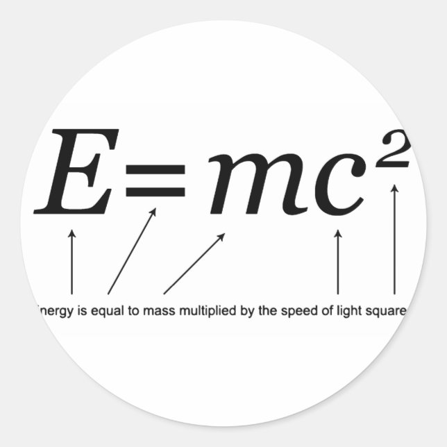 E=MC2 Einstein's Theory of Relativity Classic Round Sticker (Front)