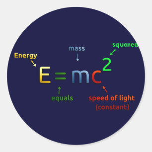 E = MC^2. E equals MC Squared Classic Round Sticker